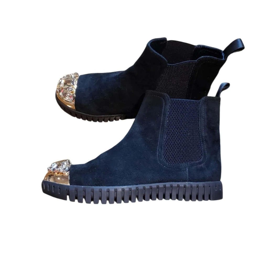 Anthropologie Kristi Belle Black Suede Jeweled Boots 36 / 5.5 - Picture 4 of 6